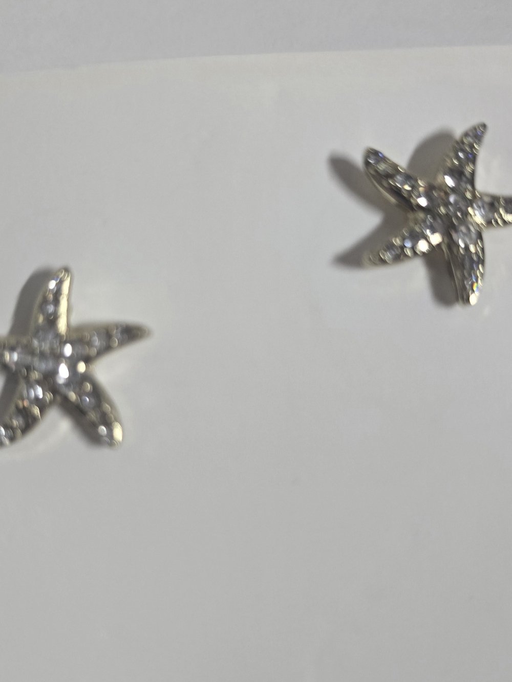 Starfish Stud Earrings Clear Rhinestone Crystal Beach Coastal Jewelry
